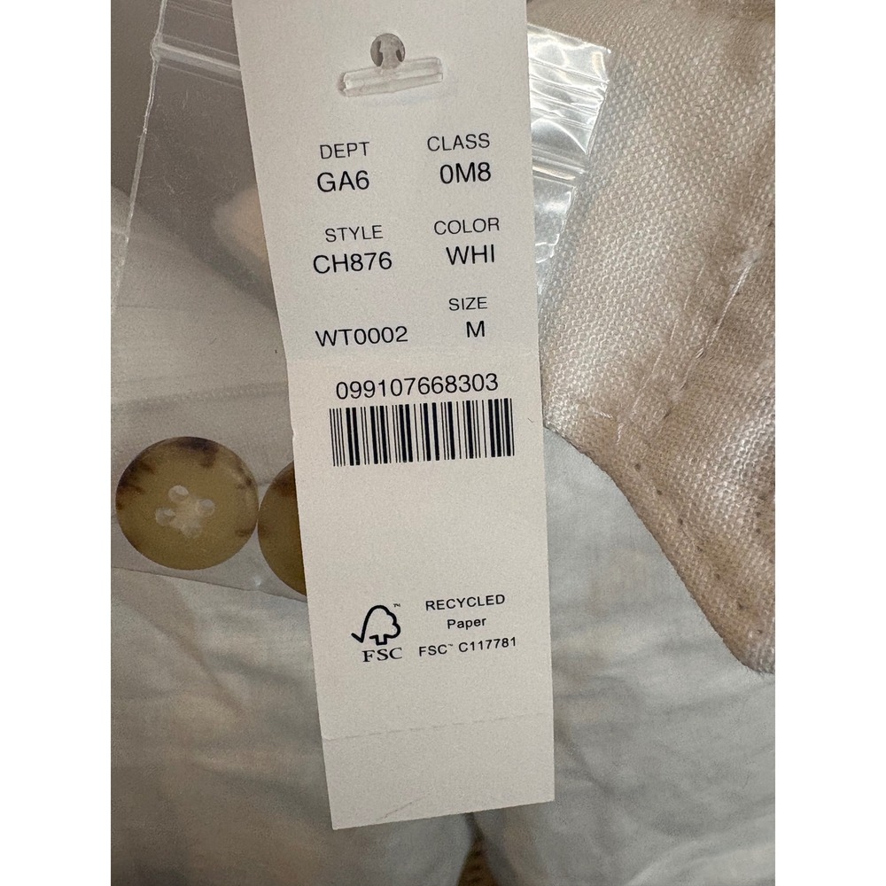 J.Crew Re-imagined White 100% Linen Shorts Women Medium CH876 Elastic Back New - Picture 3 of 5